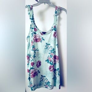 Torrid ruffled straps teal multicolor flower top. Size 0.